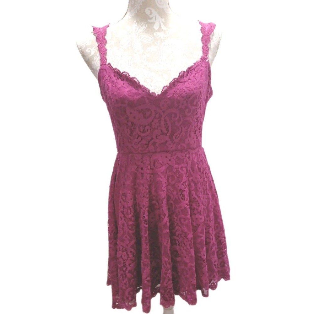Francesca's Emmelee Basi Pink Lace Open Back High Low Dress Size Medium